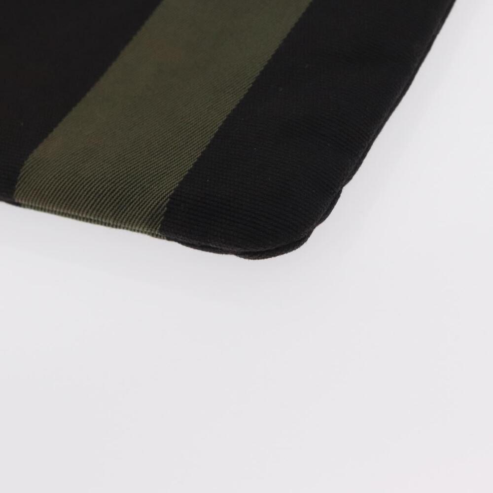 SAINT LAURENT Clutch Bag Canvas Leather Black Khaki Silver Auth mr1652 - Picture 14 of 16